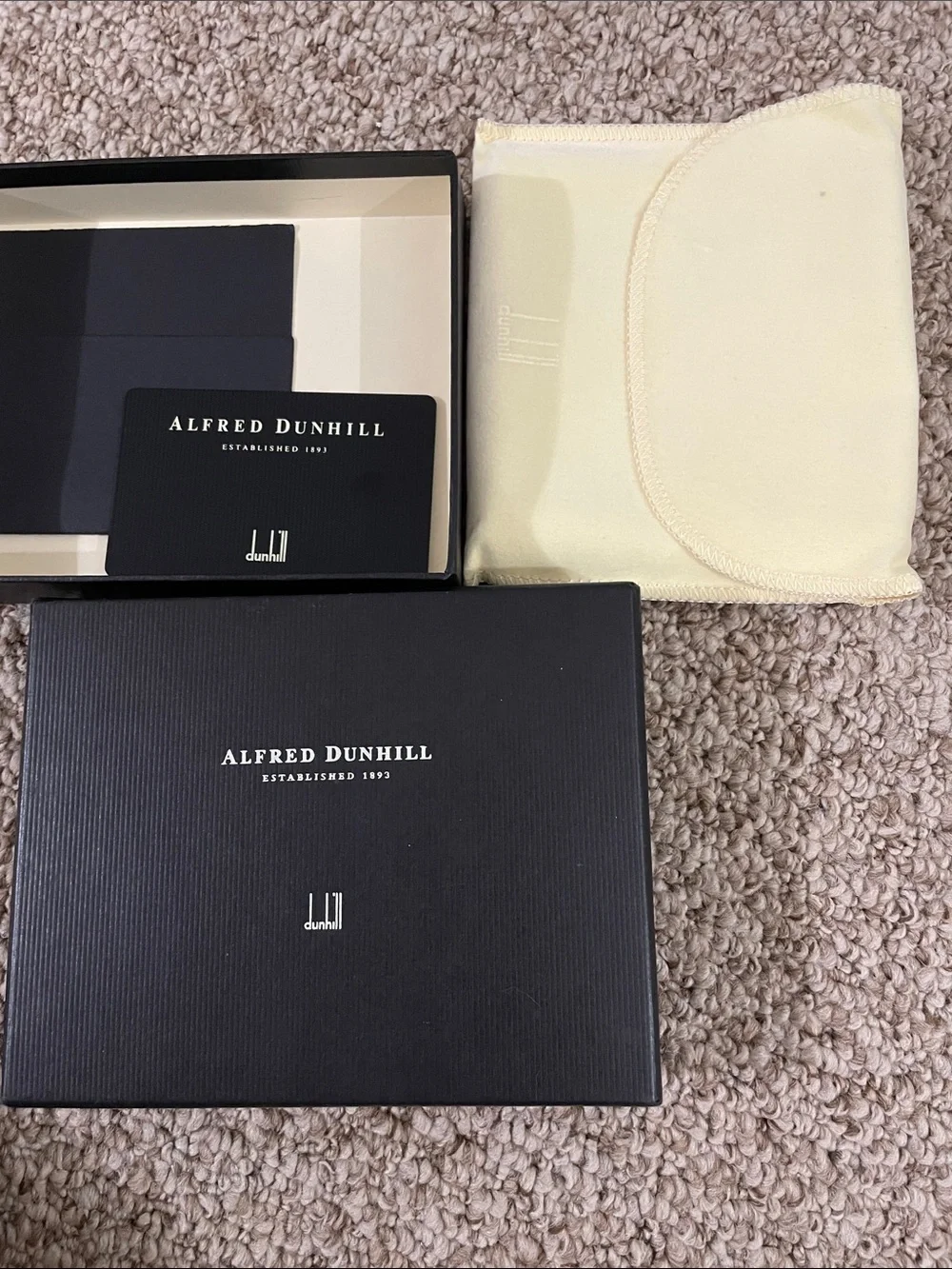 Dunhill Black Leather Wallet with Gold Corner Accents
